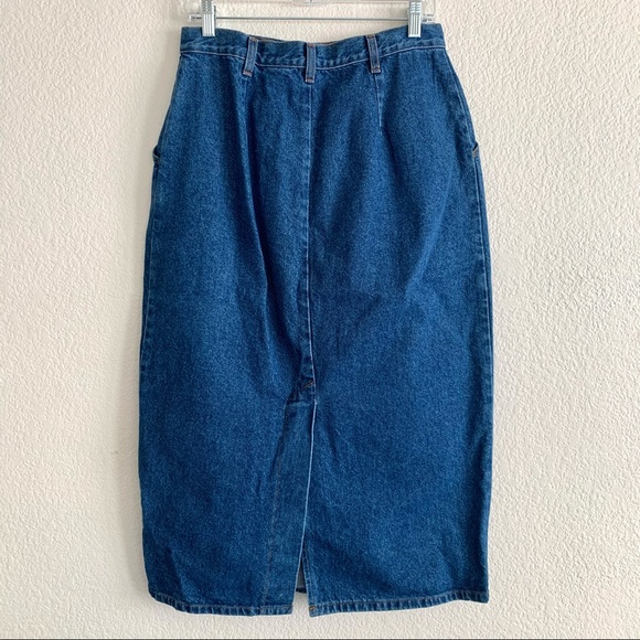 Vintage 80s High Rise Denim Midi Skirt - Picture 9 of 11